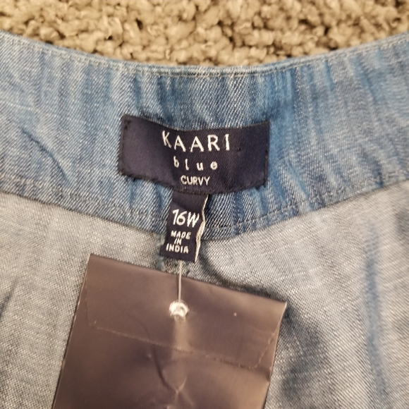 NWT Kaari Blue Embroidered Chambray Shorts Size 16W - Picture 3 of 5